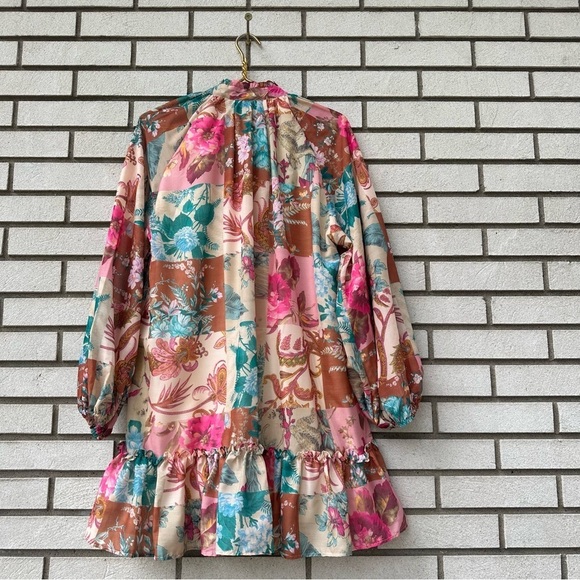 NWT The Sang Floral Botanical Drop Waist Patchwork Button Up Dress - Picture 6 of 13